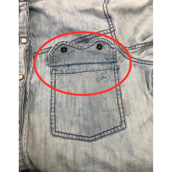 Free People We The Free Shrunken Denim Indigo Blouse Top Buttondown S NWD 281397 - Picture 6 of 6